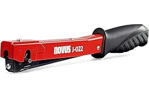 Novus Agrafeuse à marteau J-022 - agrafeuse légère à percussion, poignée antidérapante, système de chargement rapide pour agrafes à fil fin 4-6 mm Rouge