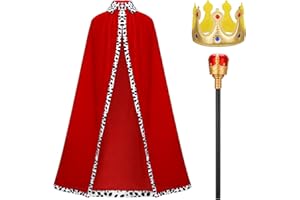 Heyu-Lotus Costume da re per adulti, mantello reale, regina, scettro, re e regina, per donne e uomini