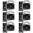 Heavy Duty Gate Hinges 3.5 inch 6 Pack, Black Iron Door Hinges for Shed Barn Wood Fence Gate (Included Screws)