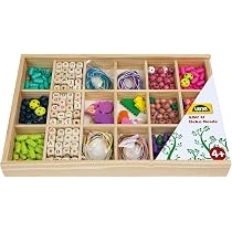 Lena – Coffret De Perles En Bois à Enfiler, Boîte Cœur, 3 Colliers Ou Bracelets DIY, Dès 3 Ans