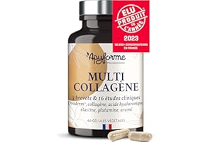 Collagène Breveté + Acide Hyaluronique - ÉLU PRODUIT DE L'ANNÉE 2023-3 Brevets et 16 Études Cliniques - 2 Mois de Cure - 60 Gél - Fabriqué en France par Apyforme