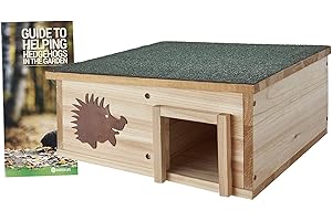 CLIFFORD JAMES Garden Gear Hedgehog House Fir Wood Garden Hibernation Box with Waterproof Pitched Roof Concealed Chamber Wildlife Shelter 40×40×19 cm UK