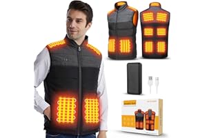 Ivesion Heated Gilet, Heated Vest With 20000mAh Power Bank, 11 Heat Zones, Lightweight Heated Jacket With 3 Heat Settings, Heated Body Warmer for iking Skiing Cycling Fishing
