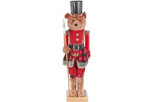 URBNLIVING Teddybär mit Nussknacker, Soldier in Uniform, Dekoration, Ornament, Statue, Geschenk, Heimdekoration (60 cm)