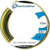 Electraline 13172 &ndash; Single Pole Cable FS17, Section 1 x 2.5 mm&sup2;, Yellow/Green, 25 m