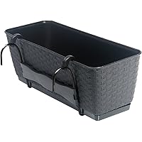 Blumenkasten Balkonkasten Blumentopf Rattan Optik Ratolla mit Halterungen Untersetzer 2 Größen 4 Farben von rg-vertrieb…
