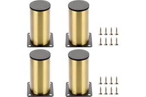 SUMTree 4 Stück 10cm Möbelfüße aus Edelstahl Schrankfüße Beine für Stühle Tisch Schrank Schreibtisch Sofa Möbelbeine mit Schrauben Einfachen Montage Runde(Golden)