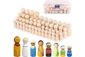 TNOMSNO Holzfiguren zum Bemalen, 50 Stück Unvollendete und Klein DIY Holzfiguren, Figuren zum Bemalen, Spielfiguren Holz, Holzkegel für Dekoration, Hochzeit, Weihnachten und Geburtstag