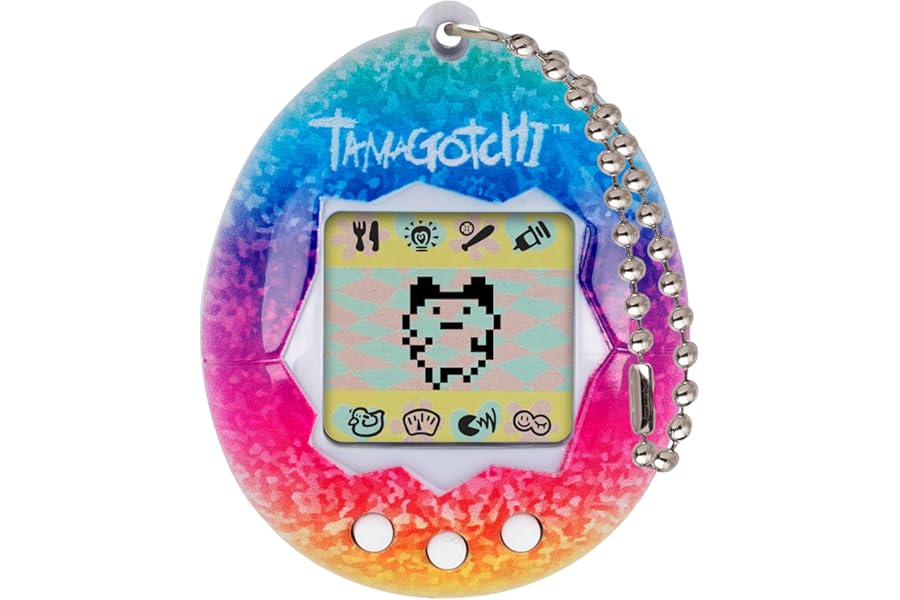 Tamagotchi Original Rainbow Shell | Tamagotchi Original Cyber Pet 90s Adults and Kids Toy with Chain | Retro Virtual Pets are Great Boys and Girls Toys or Gifts for Ages 8+