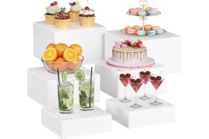 Lifewit Soporte de Pastelería Decorativos, 6 paquetes (20/18/15 cm) Soporte Exhibición de Alimentos para Buffet, Estantes Exhibición Rosquilla, Mesa Dulce Accesorios para Bodas/Fiestas/Eventos, Blanco