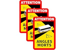 MUIUM(TM) Fahrzeug-Aufkleber - Attention Angle Morts - Frankreich Hinweisschild Angles Morts, für schwere Fahrzeuge LKW oder Bus Warnung vor Totem Winkel (Bus, 3 PCS)