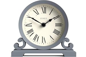 Jones Clocks® Saloon mantel clock | Traditional double scroll design | French Navy | Roman numerals | Classic style for desk, table, shelf or bedside