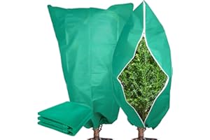 WORHUDY 2 Packs Plant Covers Freeze Protection 80 X 120cm Large Frost Blankets for Plants Frost Cloth Plant Freeze Protection Tree Covers Freeze Protection Covers Bags with Zipper Drawstring (GREEN)