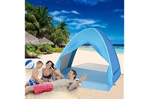 Beach Ten Pop up with curtain,Kratax UPF 50+ Beach Shelter, Portable Beach Sun Shade Tent, Automatic Lightweight Beach Camping Shelters for Adults, Baby, 1-4 Person, with Carry Bag