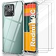 YNMEacc Cover per Xiaomi Redmi 10C con [3 Pezzi] Pellicola Vetro Temperato, Trasparente Morbido TPU Silicone Protettiva Antiu
