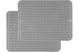 MOVSTRIKER 2 Pack Silicone Trivets for Hot Pans and Pots, 40x30cm Large Multipurpose Silicone Trivets for Kitchen Worktops, Flexible Heat Resistant Mat Kitchen Worktop Protector for Hot Dishes Pots No Slip(Grey)