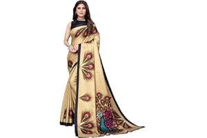 TreegoArt Fashion Damen-Handwebstuhl aus Kunstseide bedruckte Partykleidung Indischer Saree mit ungesticktem Blusenteil