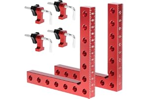 QWORK® 2 set 90 graders positionering fyrkantiga hörnklämmor i aluminium för träbearbetning, skåp, fotoramar, lådor (140 mm)