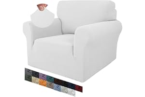 MAXIJIN Fundas Creativas de Jacquard para sillas para Sala de Estar, Fundas elásticas Antideslizantes para sillas con Brazos para Perros, Funda elástica de 1 Pieza (1 Plaza, Blanco)