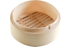 CAPACITEA Bamboo Steamer Ø13cm (5") Food Steamer Basket for Dim Sum, Vegetable, and Bao Buns