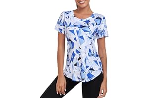 Deaviya Women's Sports T-Shirt Gym Tops, Short Sleeve Workout Casual Running Tops, Ladies Gym Yoga Sports Top, Crew Neck Fitness T-Shirts for Women, Loose Side Split Tee