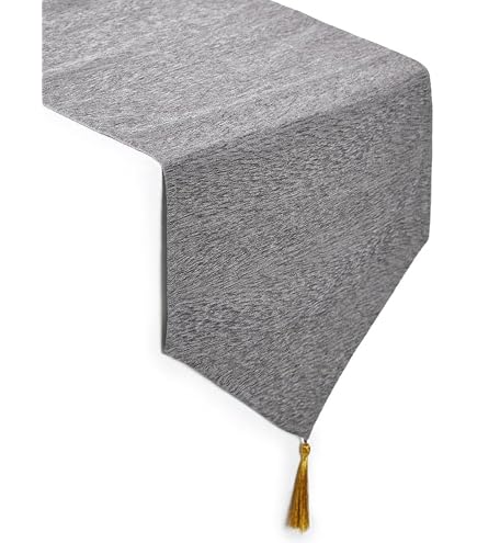 Runner Natalizio Grigio Argentato – 40x140 Cm – Decorazione Tavola Natale Con Ricami Fiocchi Di Neve – Poliestere