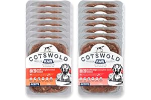 Cotswold RAW Raw Dog Food, Active 80/20 Mince, Adult Dog Food, BARF Premium British Meat Raw Food for All Dogs, Frozen Dog Meal, Beef/Beef & Tripe Mince - 7kg