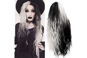 ‎MILDISO Mildiso Perücke Schwarz Silber grau Damenperücke Lang Gewellt Locken Natürlich/für Frauen Alltag Anime Cosplay Kostümparty Halloween Karneval 034