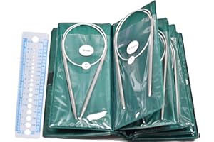 MPEIPILA Ferri da Maglia Circolari,Ferri Circolari Lunghi 100 cm in Ferro,Ferri Circolari Fiss per Lana,Ferri Circolari da Magliai in Acciaio Inossidabile,Leggeri Ferri da Maglia lunghi Filo di Ferro