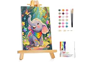 Elefant måla efter siffror barn från 7 8 9 10 med ram staffli 20 x 30 cm