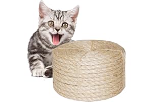 O'woda Corda Naturale in Sisal 8mm, 20M Corda di Canapa per Riparazione e Sostituzione di Gatto Scratching Pilastro, Gatto Albero, Gatto Graffiare Pad (Naturale)