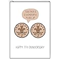 Happy 7th Anniversary Card - Copper Anniversary - Seventh Wedding Anniversary Card - 2p Coin