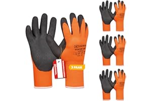 Gebol Winter Grip, 3 Paar Wasserdichte Thermo-Arbeitshandschuhe mit Latex-Schaum-Beschichtung für Damen und Herren, Winter Gartenhandschuhe für Outdoor-Arbeiten & Montage, M (Gr. 8)