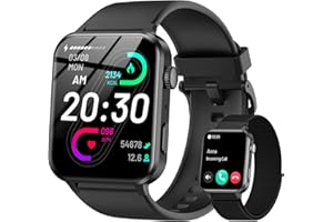 NI ZMIR IOWODO Inteligentny zegarek damski i męski, zegarek połączeń, wybieranie połączeń, 100 trybów sportowych, ekran 1,85 cala, asystent głosowy, Bluetooth 5.0, do systemu Android/iOS (czarny)