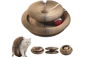 LLELEMAMO Kitty Kurlz, Kitty Kurlz Cats Toy, Foldable Cat Accordion Toy with Bell Balls and Track Adventure, Magic Organ Cat Scratcher Board for Indoor, Interactive Mental Physical Exercise (1pcs)