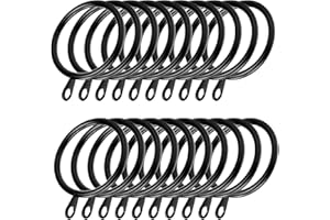 Coolty 60 Anillos de Cortina de Metal para Colgar Cortinas, 38 mm de diámetro Interior (Negro)