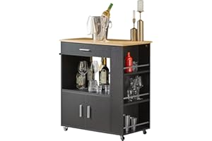 SoBuy Mobile Cucina Salvaspazio Credenza Cucina Carrello Cucina con Ruote Mobiletto Cucina Dispensa Madia Cucina Mobile Cucina con Ripiani nero 82x46x88 cm FKW113‑SCH
