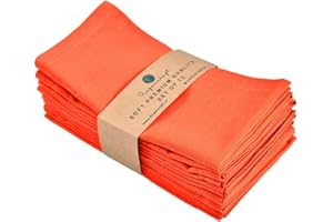 Fingercraft Dinner Cloth Napkins in Cotton Linen Blend Fabric 12 Pack, Premium Quality, Mitered Corners for Every Day Use Napkins are Pre Shrunk and Good Absorbency Easter Special Color Orange