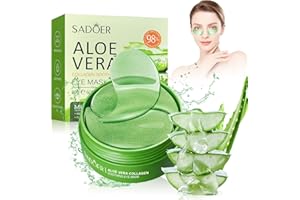 WAYMAYTECY 30 Paires Masque Yeux Collagène, Aloe & Hyaluron, Masque à l'Aloe Vera, Hydrogel Eye Patch Rafraîchissants, Masque Hydratant pour Les Yeux, Éclaircir Les Cernes,Soulage les poches