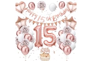 VUCDXOP ¡Decoración 15 Años Oro Rosa, ¡Globos Aluminio, Pancartas ¡Cumpleaños, Globos para Chicos y Chicas, Fiesta