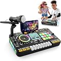 Table de mixage DJ multifonctionnelle pour enfants, avec microphone, plus de 100 effets sonores, batterie, contrôleur d'apprentissage de la musique interactif avec effets lumineux pour enfants de 3 à