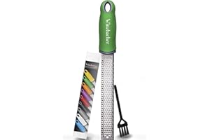 Winzbacher – Râpe Zesteur Premium | Râpe à Parmesan, Citron, Muscade, Gingembre | Lame en Acier Inoxydable Ultra-Tranchante | Passe au Lave-Vaisselle | Brosse de Nettoyage Incluse