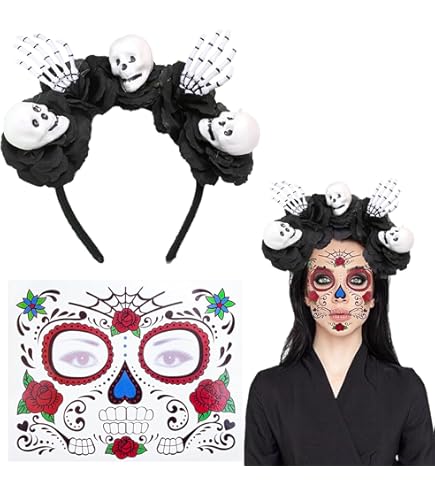 IWTBNOA - Cerchietto Per Capelli Con Velo, Stile Halloween, Con 3 - Foto 9