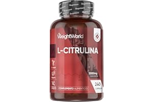 WEIGHTWORLD L Citrulina 3000mg, 240 Cápsulas Veganas para 2 Meses - Suplemento Pre y Post Entrenamiento, Fermentación Biotecnológica y Natural, Sin Estearato de Magnesio, Alérgenos ni OGM