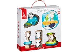 Sophie la Girafe - Sophie la Girafe - Coffret de Bain Sophie la Girafe - 5 Activités : Filet, Livre et Jouets de Bain - Jeux d'Eveil Pour Enfants - A Partir de 10 Mois