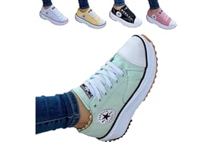 KFGJ 2022 Canvas Shoes Women Fashion Trainers, Femmes Plate-Forme Baskets Femme Chaussures Décontractées Compensées Formateurs Respirants Baskets Femme Femme Chaussures en Maille, 39 EU