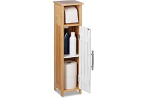 ‎RELAXDAYS Relaxdays Stojak na papier toaletowy, regał łazienkowy (wys. x szer. x gł.): 71 x 18 x 20 cm, MDF i bambus, szafka na papier toaletowy, brązowy/biały