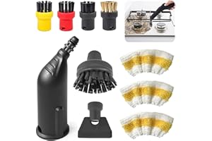 LENGSUAA 10Pcs Round Brush and Nozzle Set Steam Cleaner Accessories Sutiable for Kärcher SC1 SC2 SC3 SC4 SC5 SC7 CTK10 CTK20, Nozzles Extension Tube & Round Brushes & Steam Jacket for Karcher Accessories