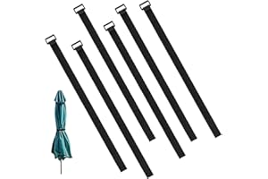 ANYUANKW 6 Pièces Sangle pour Parasol Sangles de Fixation à Crochet et Boucle Réglables et Réutilisables Attaches de Câbles Scratch pour Parasol, Jardin, Cour, Plage