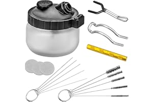 BLUESEABUY Airbrush Komplett Reinigungsset Reinigungstopf Professionell Luftbürste Spritzpistole Reinigungsbehälter Glas Airbrush Reinigungsset mit 5 Reinigungsbürsten, 5 Reinigungspickel, 1 Airbrush-Reibahle